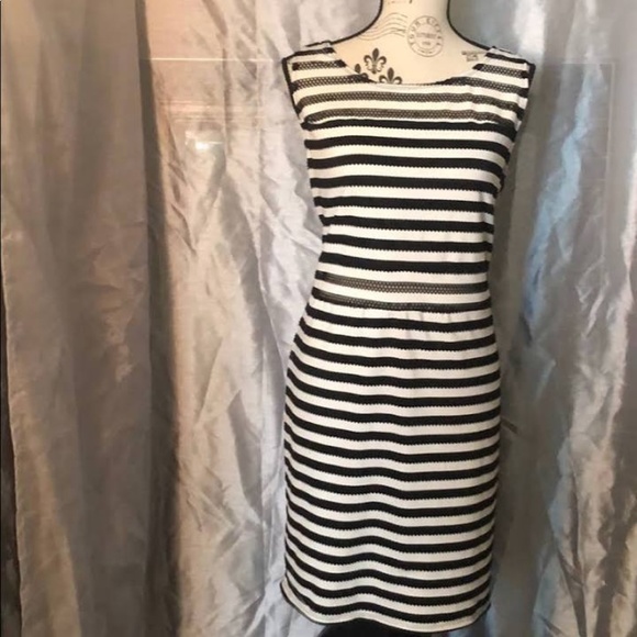 New Xhilaration Striped Mesh Black & White Dress - Picture 2 of 5
